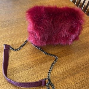 Red Fluffy Crossbody Purse / bag